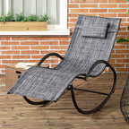 Schaukelstuhl Gartenstuhl Liegestuhl, inkl. Kopfstütze, 155 cm x 61cm x 88 cm, Grau