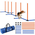 Agility Set Hunde 3-teiliges Agility Ausrüstung mit Slalomstangen Tragetasche Trainingsset für alle Hundegrößen Orange