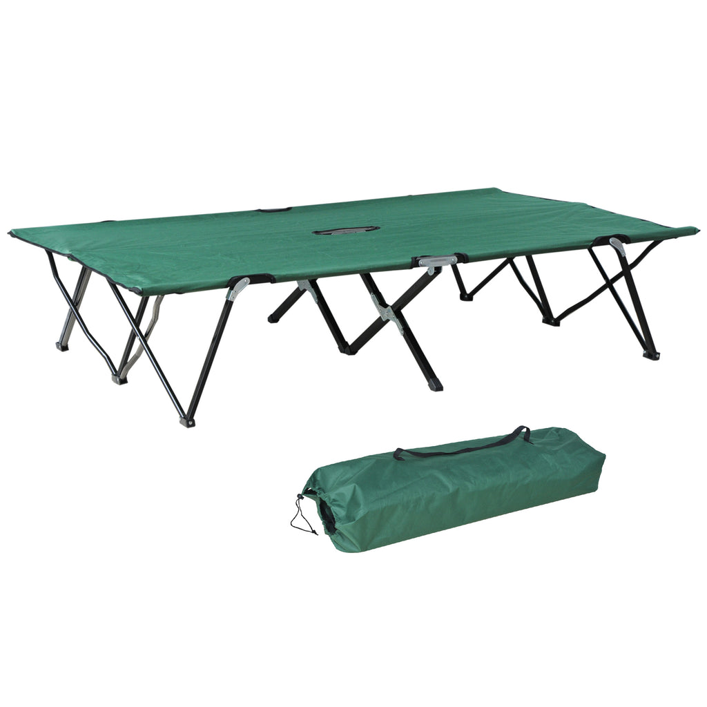 Double Camping Cot Bed, with Bag - Green