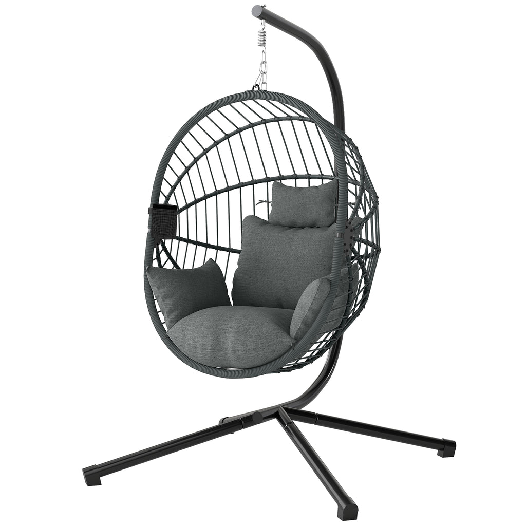 Outdoor Hängesessel Hängesessel, inkl. Polster, Egg-Chair, 120 cm x 106 cm x 188 cm, Grau
