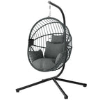 Outdoor Hängesessel Hängesessel, inkl. Polster, Egg-Chair, 120 cm x 106 cm x 188 cm, Grau