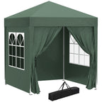 2x2m Pop-Up Gazebo, with Curtain Walls and Windows, Green