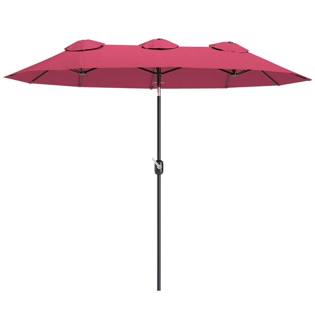 Sonnenschirm, Gartenschirm, neigbar, mit Handkurbel, Winddach, Polyester+Stahl, Weinrot, 295 x 152 cm