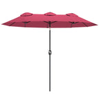 Sonnenschirm, Gartenschirm, neigbar, mit Handkurbel, Winddach, Polyester+Stahl, Weinrot, 295 x 152 cm