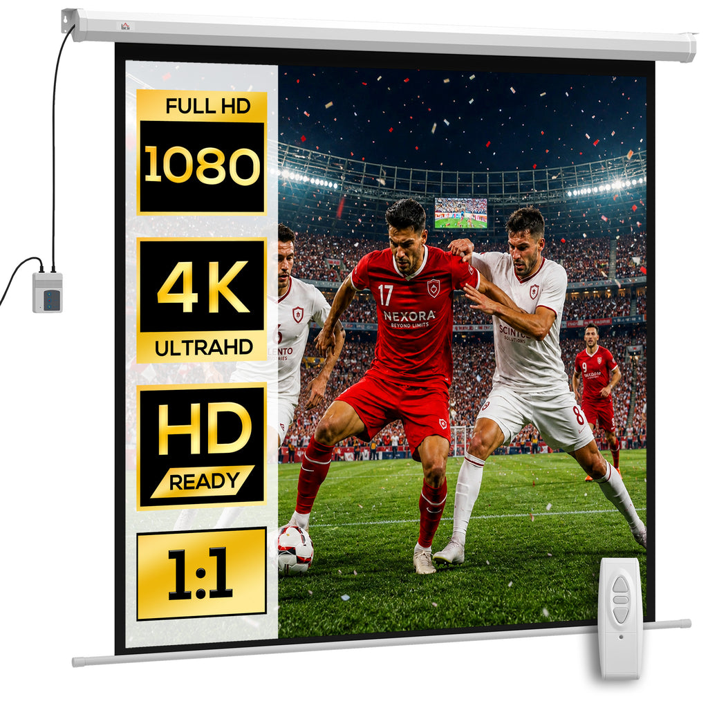 Beamer Leinwand 176,5 x 176,5 cm 85 Zoll 1:1 HD 4K Rollo-Leinwand für Heimkino für Heimkino Büro-Präsentationen
