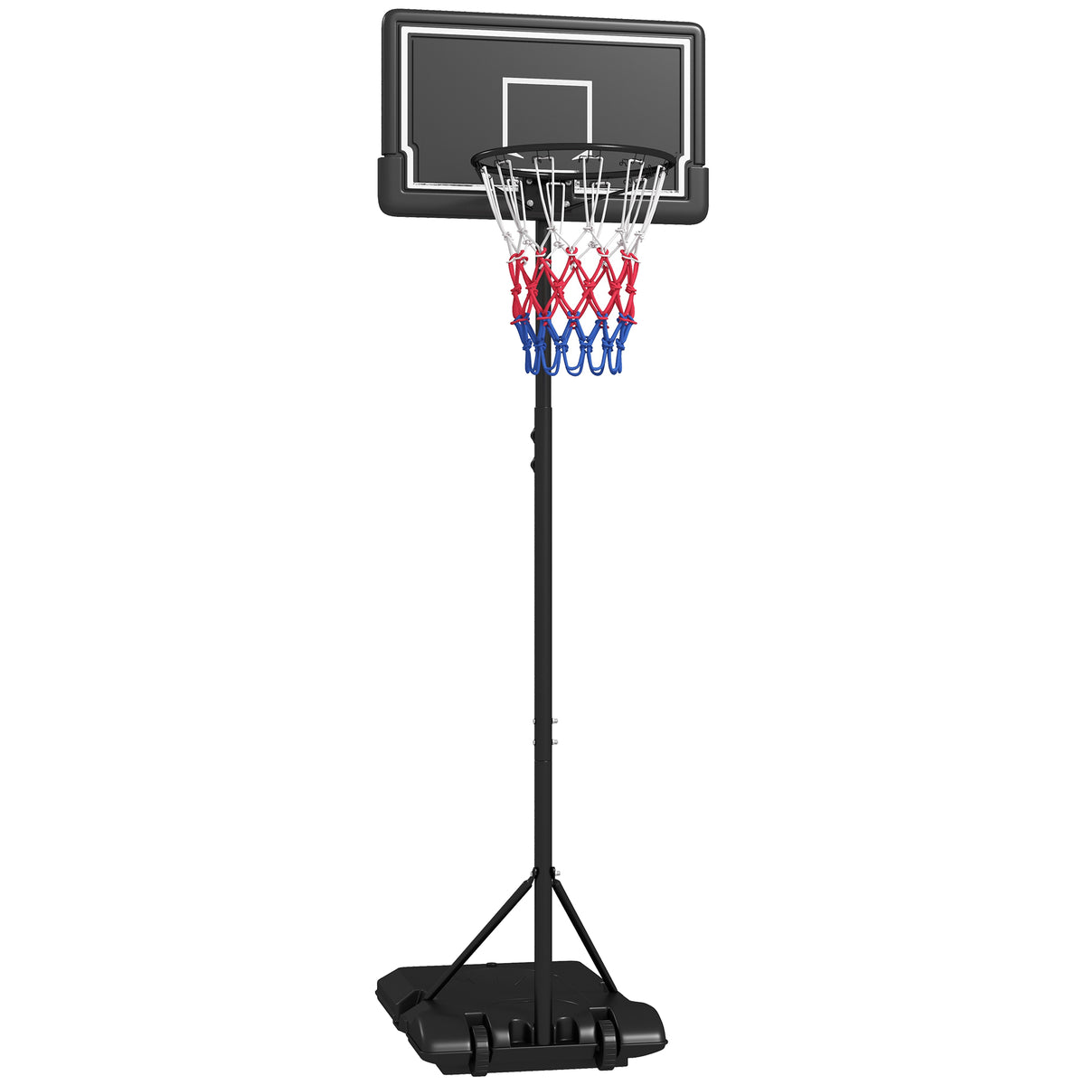 Basketballständer, höhenverstellbar, mobil, befüllbar, bruchsichere Rückwand, Korbhöhe 1,82 - 2,13 m, Schwarz