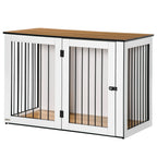 Hundebox, Haustierbox für große Hunde, Hundehütte, Indoor, 106 x 60 x 76 cm, Eiche+Weiß