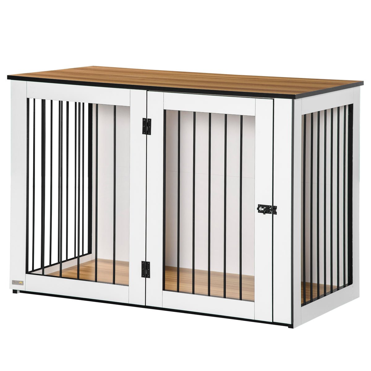 Hundebox, Haustierbox für große Hunde, Hundehütte, Indoor, 106 x 60 x 76 cm, Eiche+Weiß
