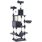 206cm Cat Tree, Multi-Level Cat Tower with Scratching Posts and Board, Beds, Condos, Platforms, Toy Balls, Dark Grey
