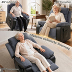 Aufstehsessel mit weichem Cordbezug, Recliner-Sessel mit Fernbedienung und Seitentaschen, Dunkelgrau