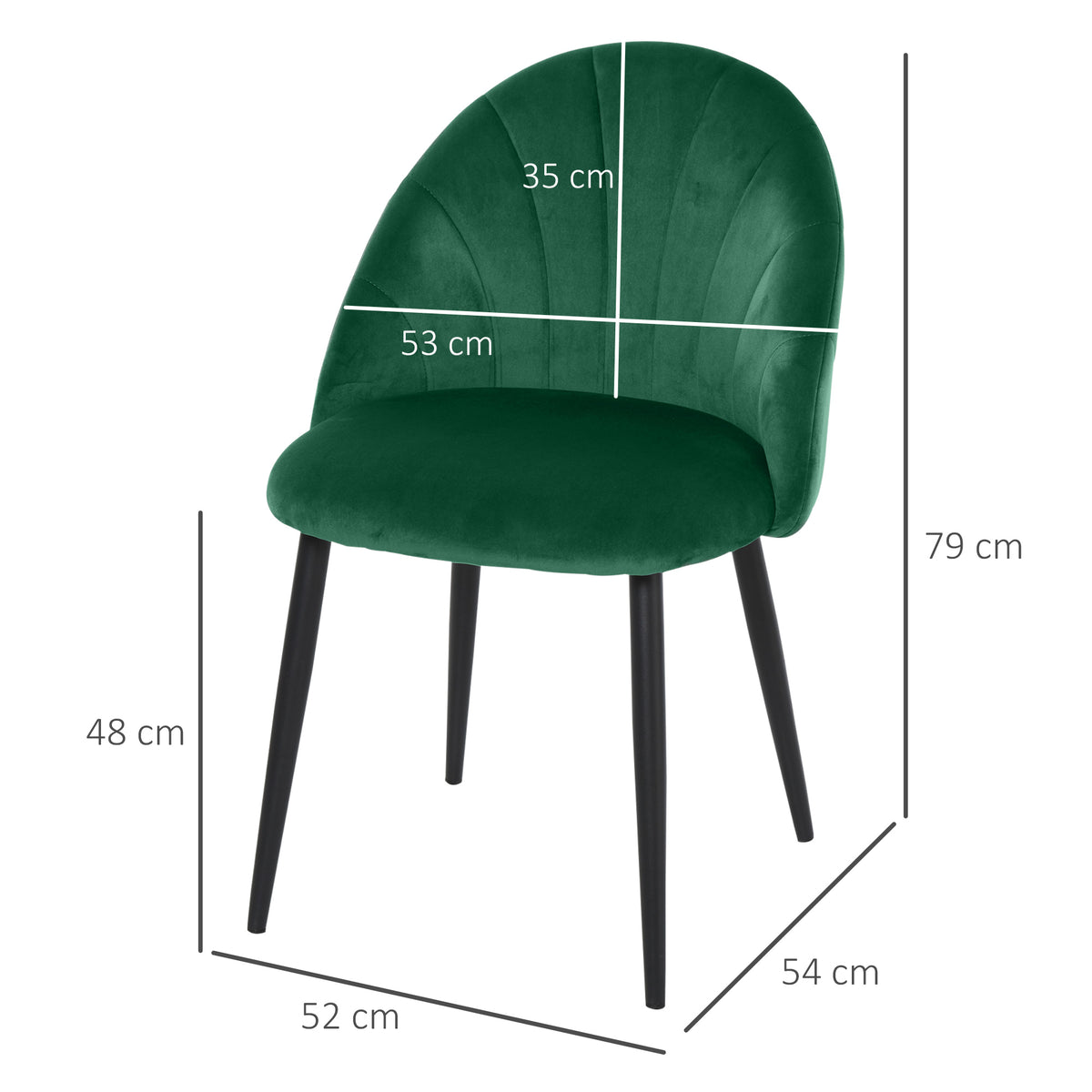 2er-Set Esszimmerstühle Küchenstühle Akzentstühle, 52 cm x 54 cm x 79 cm, Grün