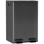 56L Dual Compartment Stainless Steel Bin, with Deodoriser Holders - Black