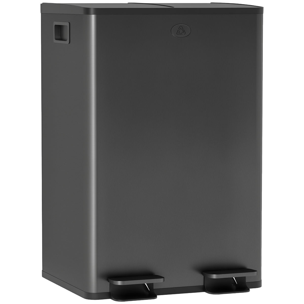 56L Dual Compartment Stainless Steel Bin, with Deodoriser Holders - Black