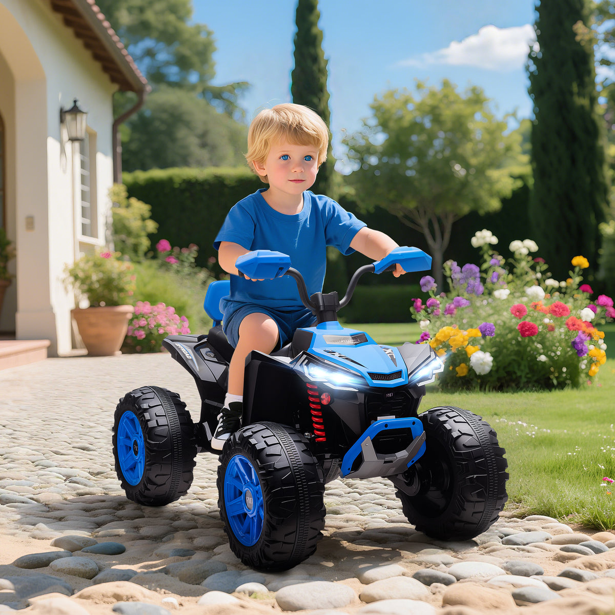 Kinder-Elektro-Quad, 24V Elektro-Fahrzeug mit 4 R?dern, Scheinwerfer, USB-Anschluss, MP3-Funktion, 6,5 km/h, 3-8 Jahre
