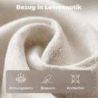 Bettgestell 140 x 200 cm mit verstellbarem Kopfteil, Polsterbett in Leinenoptik mit 12 Sperrholzlatten, Beige