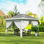 Pop Up Canopy Tent with Double Roof, Zipped Mesh Sidewalls, Carrying Bag, Height Adjustable for Patio Garden, Dark Grey