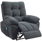 Recliner-Sessel, Massage-Polstersessel mit 8 Vibrationspunkten, verstellbare Fußstütze, Seitentasche, Lehnsessel, Grau