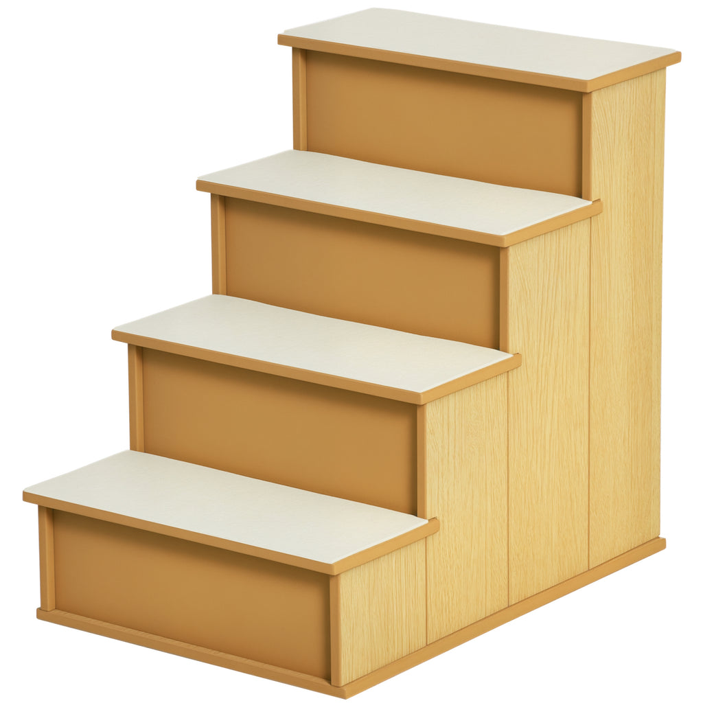 Haustiertreppe, f¨¹r Hunde/Katzen, 4-stufig, Kurzpl¨¹sch, bis 30 kg, 40 x 59 x 54,2 cm, Natur