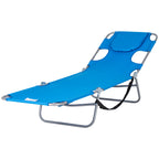 Foldable Sun Lounger with Reading Hole - Blue