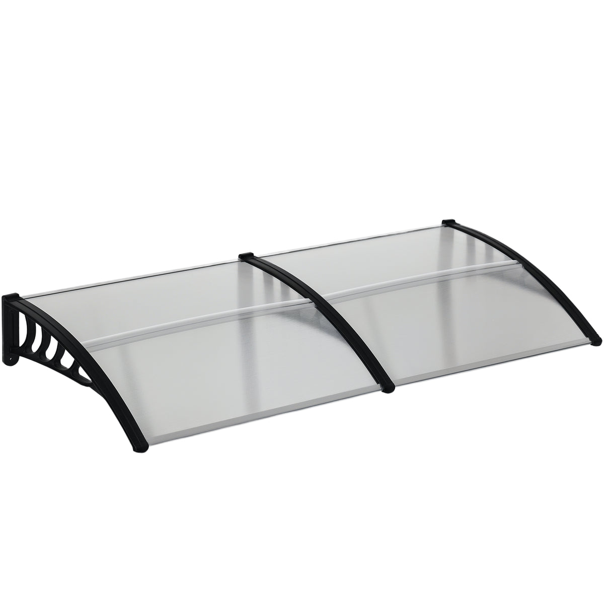 Türüberdachung, Schutz vor Regen, Wind und Hagel, Polycarbonat, Aluminium-Verbindungstangen, 200 x 96 x 27 cm, Schwarz
