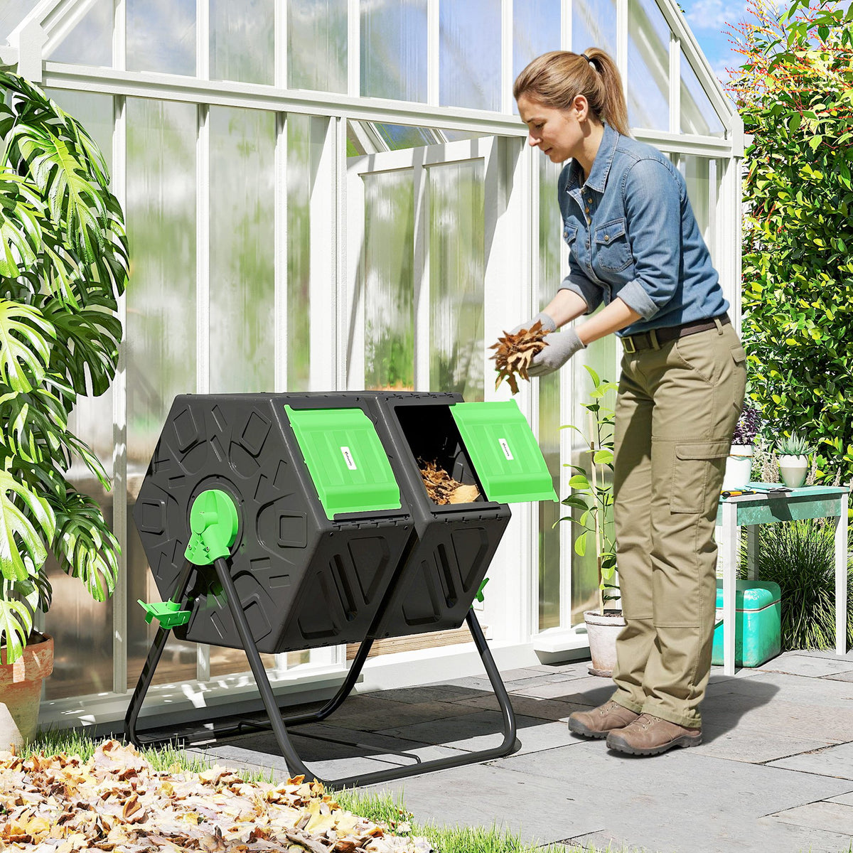130L Double Chamber Composter - Black