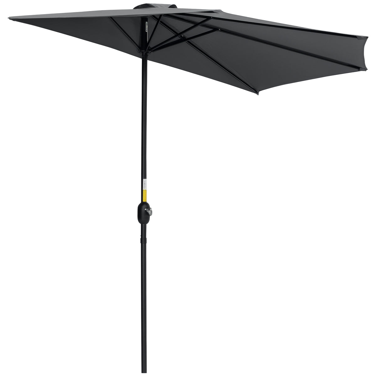 3(m) Half Parasol, Semi Round Umbrella with Metal Frame, Crank Handle for Balcony, Garden, Grey