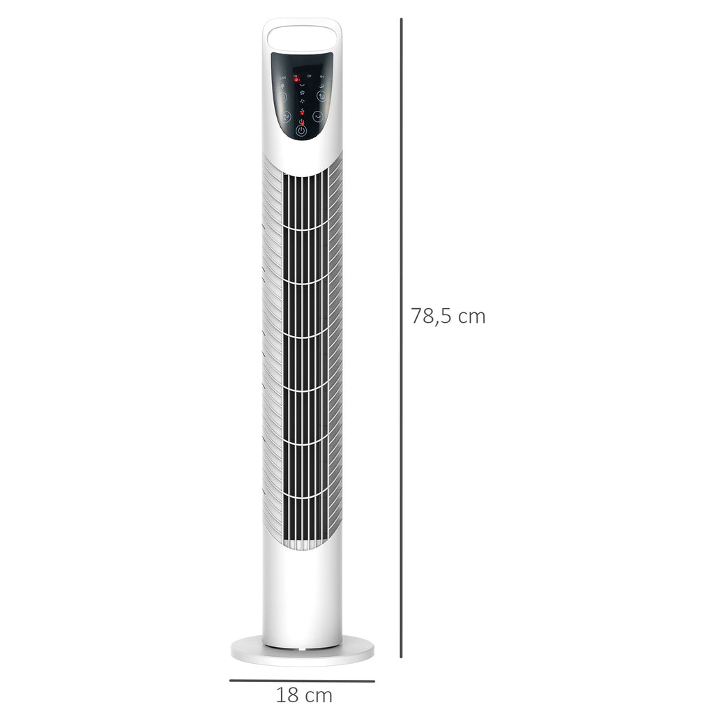Turmventilator, 3 Modi, leiser Betrieb, Timer, Fernbedienung, 18x78,5cm, Weiß