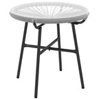 Gartentisch Boho-Stil Outdoor Beistelltisch, PE-Rattan, geh?rtetes Glas, wetterbest?ndig, 50?cm x 50?cm x 50?cm, Grau