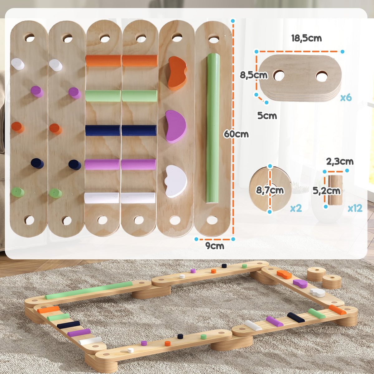 Wooden Balance Beam for Kids, Balance, Coordination, Agility