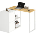 Schreibtisch L-f?rmig, 360¡ã drehbarer Eckschreibtisch mit 2 Lagerschr?nken, 2 offenen Regalen, Computertisch f¨¹r kleine R?ume, Arbeitszimmer, Wohnzimmer, 150x40x75 cm, Wei?