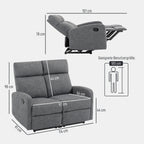2-Sitzer-Sofa, individuell verstellbare R¨¹ckenlehnen, Fu?st¨¹tze, Stoffbezug, Stahl, Grau