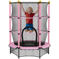 4.6FT/55" Kids Trampoline with Enclosure Net, Outdoor Indoor Use, for Ages 3-10 Years, Pink