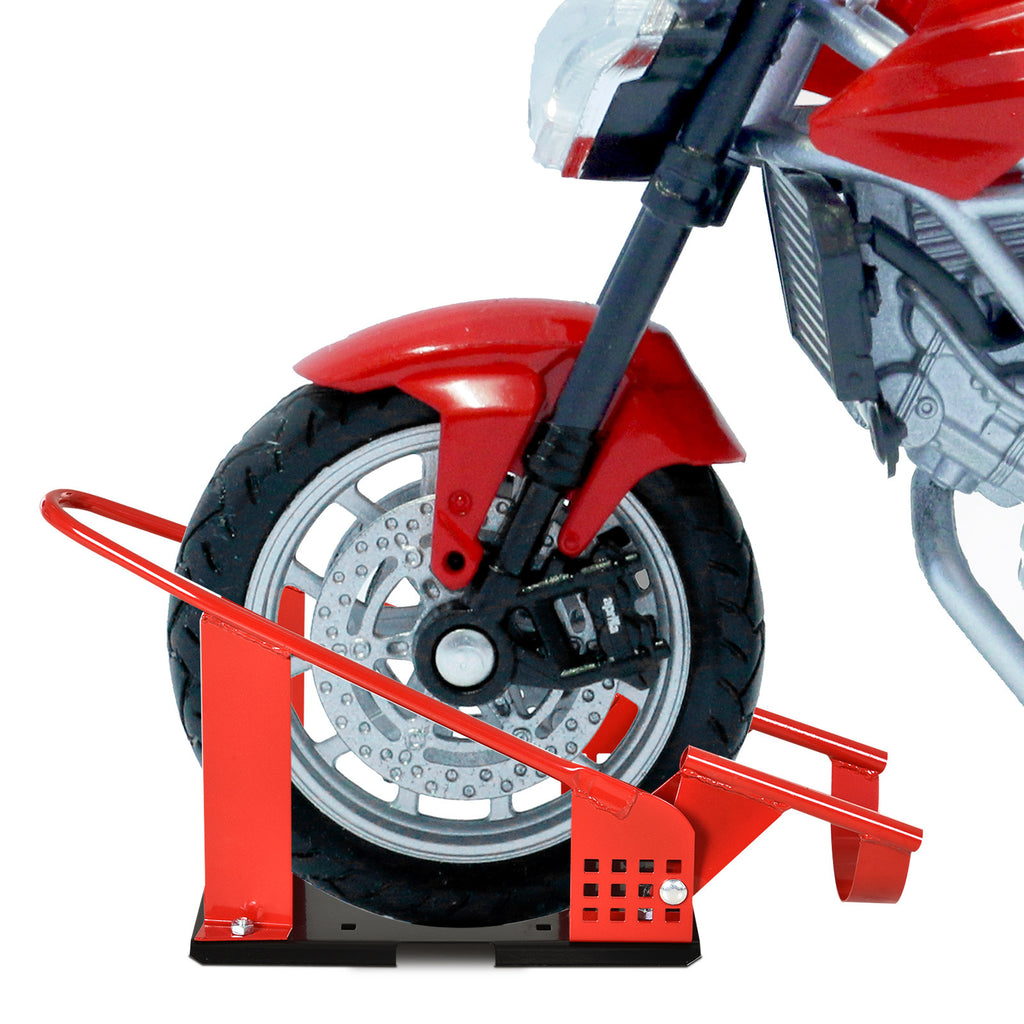Motorradständer für 80-155 mm Vorderrad, einstellbare Motorradwippe mit 12 verstellbaren vorgebohrten Löchern bis 450 kg