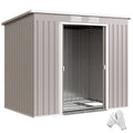 7 x 4ft Galvanised Steel Garden Shed, with Foundation Kit - Grey