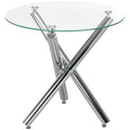 Esstisch, runde Hartglasplatte, randloses Design, für 2-4 Personen, Stahlbeine, 80 x 80 x 74 cm