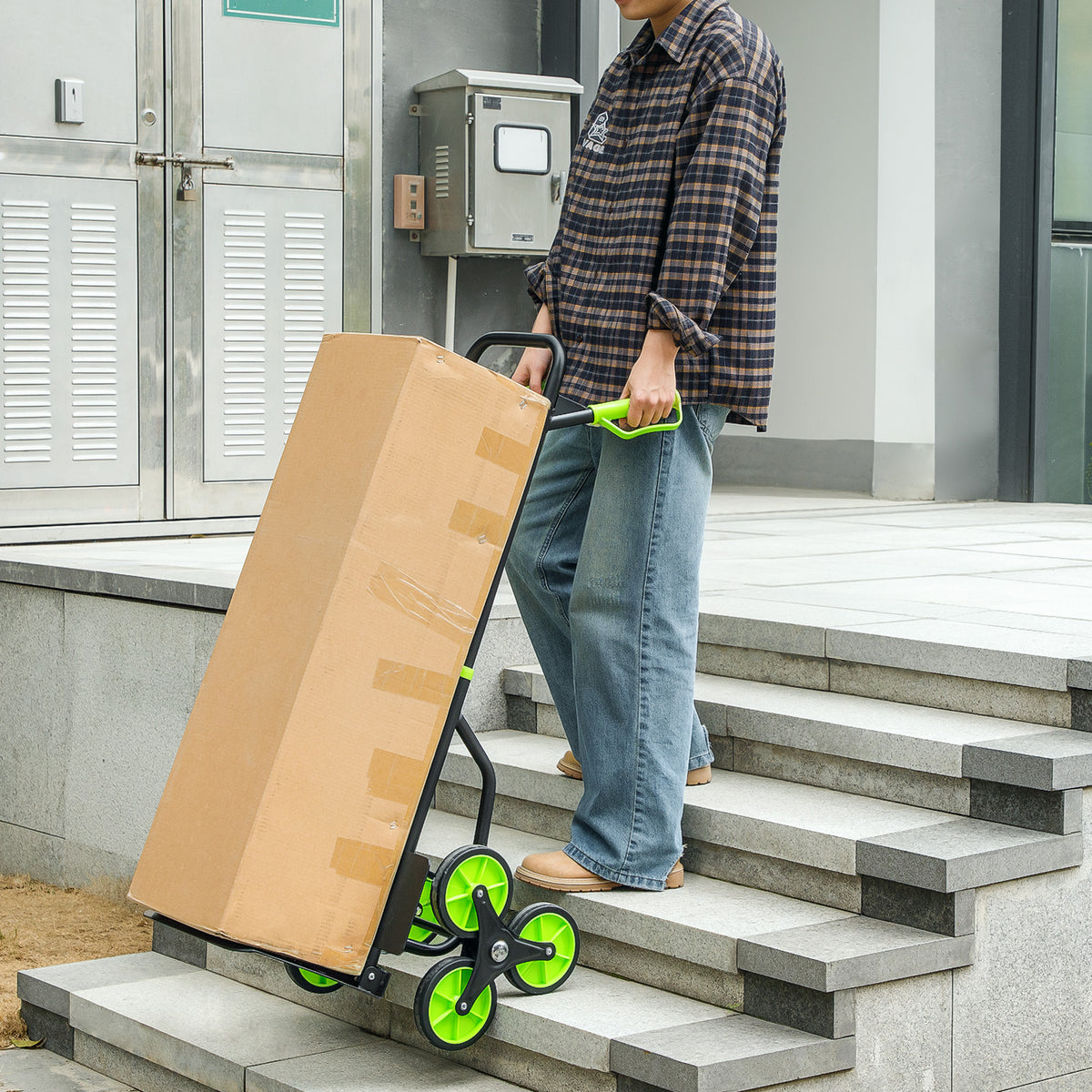 Six-Wheel Folding Sack Barrow Trolley - Black/Green