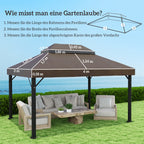 Pavillon-Ersatzdach, 3 x 4 m, Ersatzplane mit Wasserablauf-Öffnungen, Polyester, Sonnenschutz, UPF30+, Kaffee