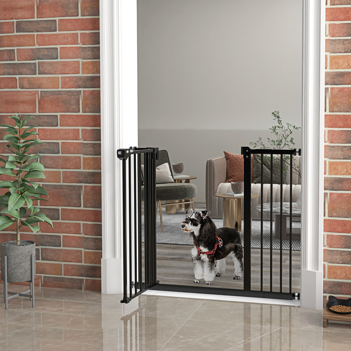 Adjustable Safety Gate w/ One Extensions, Four Adjustable Screws, Black