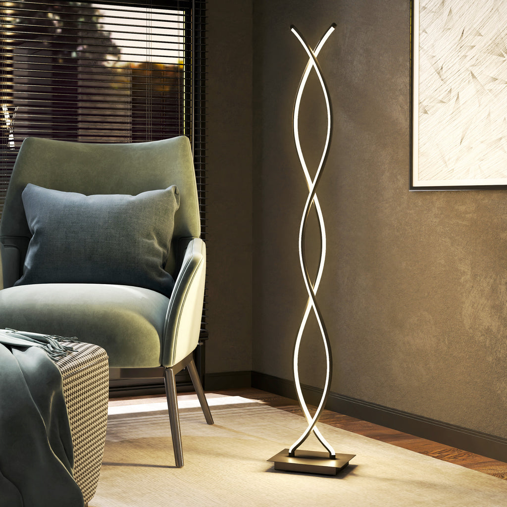 LED Stehlampe Dimmbar 144 cm Stehleuchte mit Fußschalter Schwarz