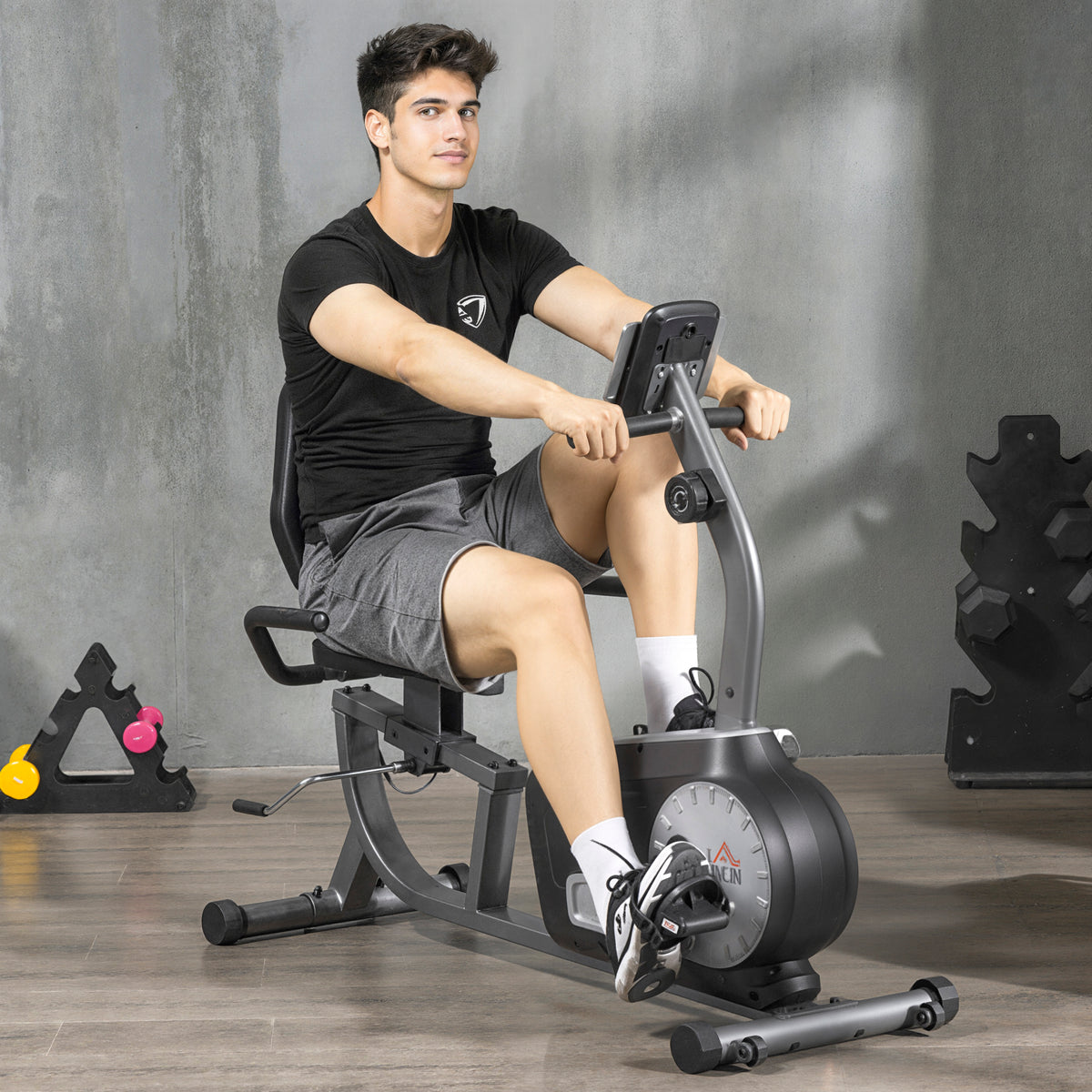 Radtrainer mit 8-stufigem Widerstand 122-137 x 62 x 103cm Stahl Grau+Schwarz+Silber