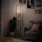 Stehlampe Wohnzimmer mit Regal, Stehleuchte Standleuchte mit E27 Fassung für Wohnzimmer Schlafzimmer, exkl. Glühbirne