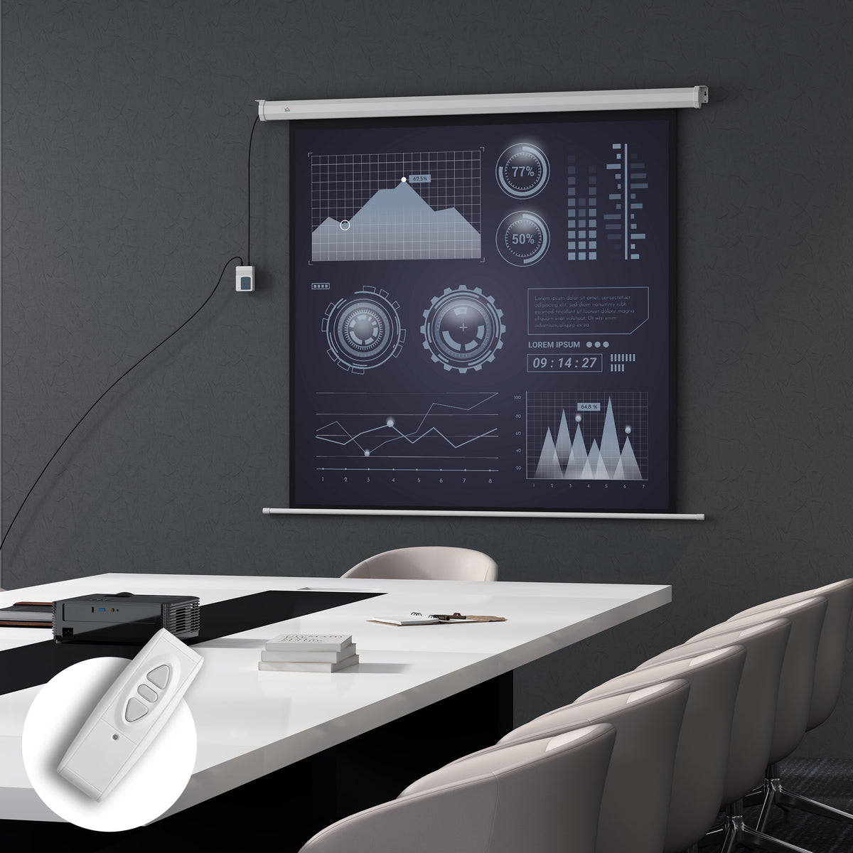Beamer Leinwand 176,5 x 176,5 cm 85 Zoll 1:1 HD 4K Rollo-Leinwand für Heimkino für Heimkino Büro-Präsentationen