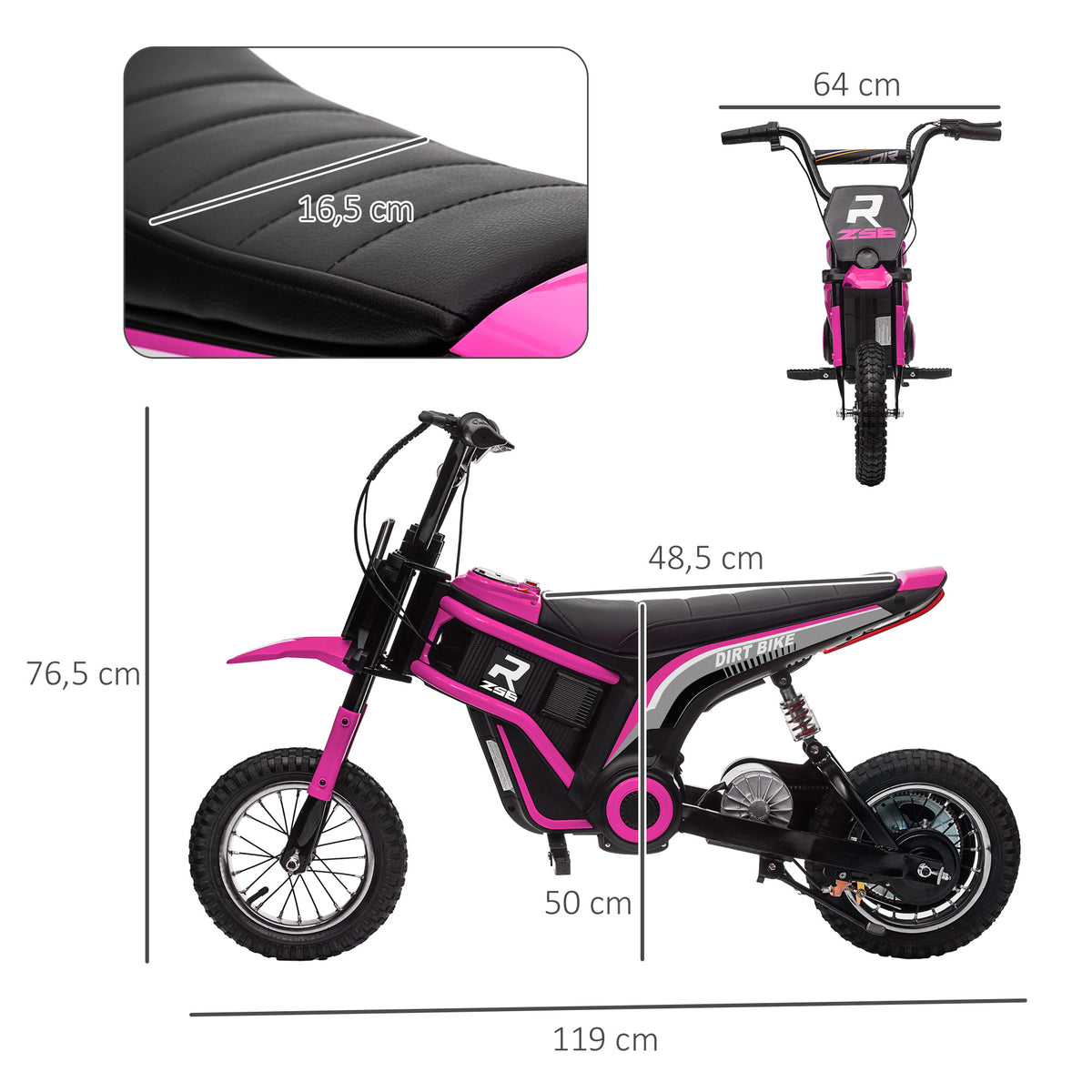 Elektro-Motorrad f¨¹r Kinder, 24V Kindermotorrad mit Hupe, Leuchte, mit Drehgriff-Gashebel, 8-16 km/h, 8-12 Jahre, Rosa