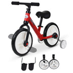 Kinder Laufrad ab 2-5 Jahre Lauflernrad mit Stützrädern, Pedalen, Höhenverstellbarem Sitz, Spielzeug Balance Bike für Kleinkinder Erste Geburtstag Geschenk, Rot