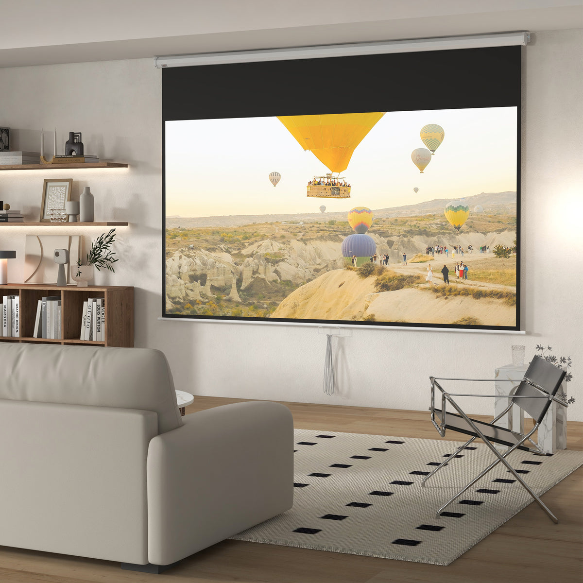 Projektorleinwand, 120 Zoll, 16:9 Format, Wand- oder Deckenmontage, Wei?
