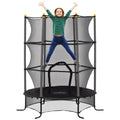 Trampolin f¨¹r Kinder, ?163 cm, mit Sicherheitsnetz, In- und Outdoor, Belastung bis 50 kg, Stahl, Kunststoff, Schwarz