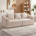3-Sitzer Sofa, Chenille Cloud Couch ohne Rahmen, dicke Federkernpolsterung, extra breite Sitzfläche, 3 Kissen, Beige