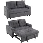 2-Sitzer Sofabett, Cordbezug, zum Schlafsofa umwandelbar, 2 Kissen, Seitentaschen, 157 x 190 cm, Dunkelgrau