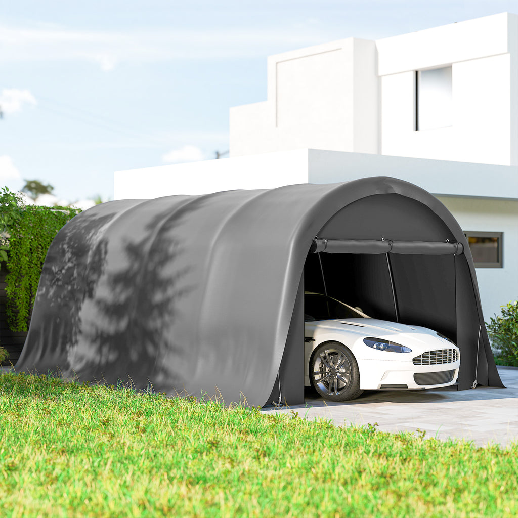 Carport Zeltgarage 3x6m Winterfest Wasserdichtes Lagerzelt mit abnehmbaren Seitenwänden großer Rolltor, UPF50+
