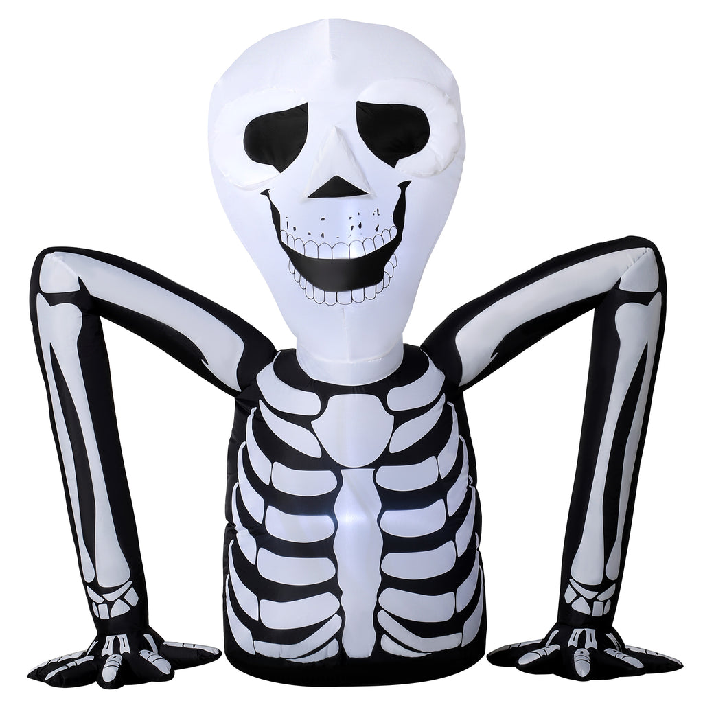 Aufblasbares Halloween-Skelett, aus dem Boden kriechend, mit LED-Lichtern, gruselige Deko für Innen- und Außenbereich